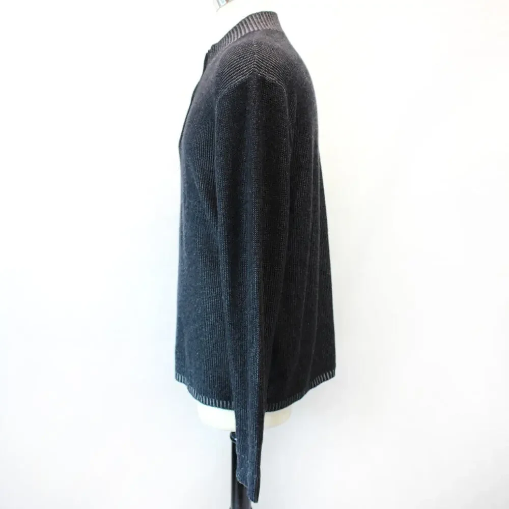Agave Gray Wool/Silk/Cashmere Half Zip Pullover Sweater Large